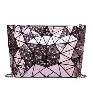 Fashion Chain Bag Laser Folded Handväskor PU Läderväska Berömd Designer Geometrisk Skulderväska För Kvinnor 2020 Raindrop Tote Bags X220331