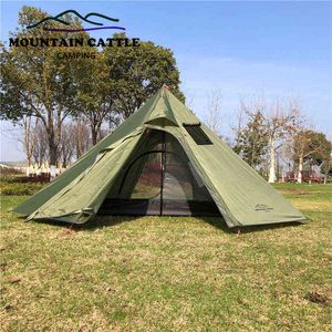 3-4 Persons Ultralight Outdoor Camping Teepee Pyramid Tält Stort Rodless Tent Backpacking Vandring Tents Awning Shelter H220419