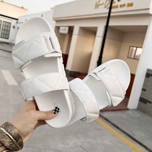 Women Summer Fashion Slippers Open Toe Real Leather Black White Designer 5cm Platform Slides Sandales With Box