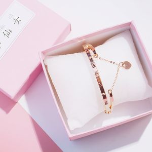 Pulsão- ouro rosa aço inoxidável pulseiras Bangles Bangles Heart Heart Forever Love Brand Charm Bracelet 2022