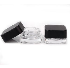 5ml 5g de vidro premium Concentrado Jar garrafa quadrado estilo quadrado tampa branca preta de óleo grosso Dab recipiente SN4549