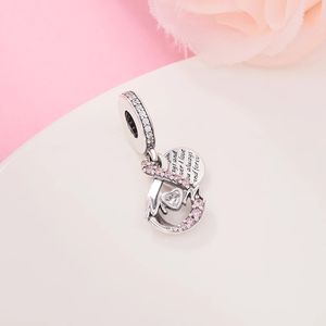 2022 Regalo della mamma 925 Sterling Silver Mom Infinity Pave Double Dangle Charm Beads Fits Pandora Bracelet DIY Jewelry Making Accessories 791468C01