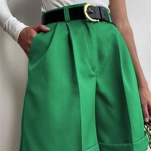 Короткая высокая талия кармана на молнии хлопок повседневные женские летние шорты свободные модные костюмы с шортами твердые женские шорты 220527