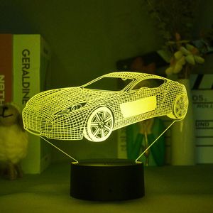 Gece Işıkları Spor Araba 3D Illusion Lamba Yatak Odası Dekor Için Nightlight Renk Değiştirme Uzaktan Kumanda LED Işık Masa Hediyeler Çocuklar