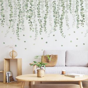 Zerolife Nordic Green Plant Vine Printed Wall Stickers för vardagsrum sovrum soffa bakgrundsdekor tropiska blad vinyl