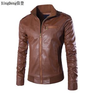 Xingdeng Motorcycle Leather moda Jackets Men Business Casual ao ar livre Jaquetas de couro de couro de couro de bombardeiro macho L220801