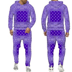 New 3D Printing Bandana Fashion Men Women Tracksuits Crewneck Hoodies+pants Plus Size S-7XL Haruku