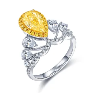 Pierścienie klastrowe fabrycznie hurtowe ct żółtą różową diamentową biżuterię weselną dla kobiet Srebrny Ringscluster