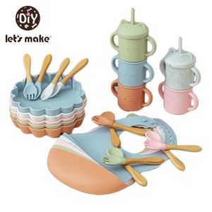 Baby Silicone Feeding Tableware Set Tahan Air Bayi Gambar Kartun Singa Makan Malam Piring an Grade Silikon Hidangan untuk Alat 220611