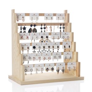Solid Wood Jewelry Display Rack Stand Earrings Holder for Stud Earring Pendants Bracelets Rings Jewelry Organizer Showcase Shelf