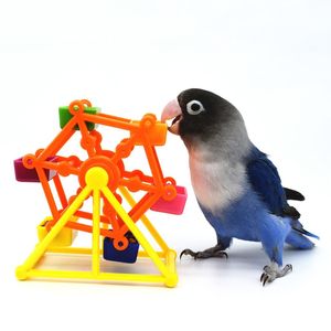 Yaratıcı Kuş Yemleme Oyuncaklar Papağan Besleyici Döndürme Gelirlik Eğitim Zekası Büyüme Kafesi Renkli Pecking yel değirmen oyuncak