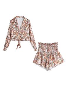 Damskie dresy xikom Kobiety moda z kokonowanymi bluzkami z nadrukowanymi bluzkami i rozesztych szufladów sznurków