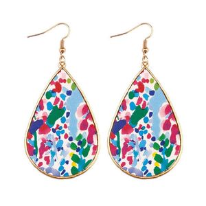 Dangle & Chandelier ZWPON Pattern Print Pu Leather Teardrop Earrings Gold Frame Baseball Fashion Serape Ethnic Jewelry Wholesale