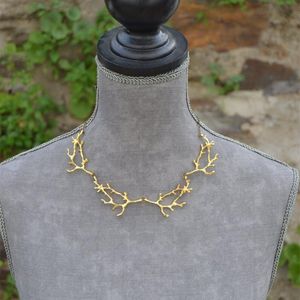 Pendant Necklaces Gold Colour Antler Branches Necklace Witch Fantasy Forest Punk Jewelry Gothic Statement Wedding Magic Wiccan Fashion Gift