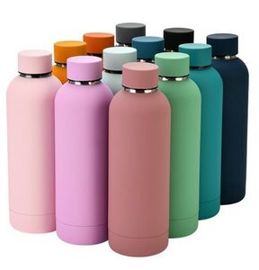 17oz 500ml Flask Spor Su Şişesi Çift Duvarlı Paslanmaz Çelik Vakum Yalıtımlı Kupalar Seyahat Termos Özel Mat Renkler SXJUN6