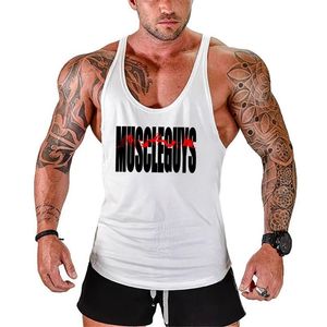Märke fitnesskläder kroppsbyggande stringer tank top män bomull böjd hem y bak ärmlös skjorta träning Vest Gym Singlets 220621