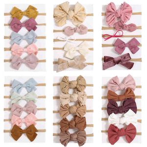 5pcs/lot baby bow headband nylon headbandsセット子供用コットンヘアバンドヘアバンド新生児ヘアアクセサリー2022 aa220323