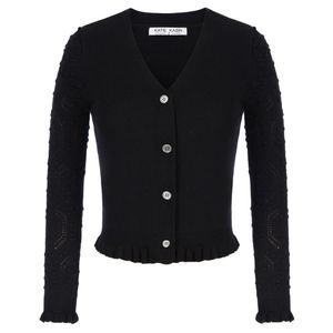 Kobiety Tees Kobiety Women Ruffled Hem Cardigan Sweter długi rękaw w stylu dekolt dzianin elegancka dama elegancka dama solidne jesienne bolerki wzruszają ramionami a30wom