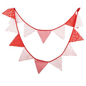 Bandeiras de decoração de festa 3,4m Red Color Star Dot Cotton Taber Bunting Pennant Band Band Garland Wedding/Birthday DeCorpArty