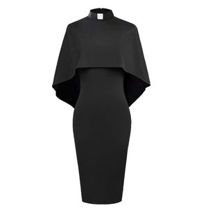 Catholic Church Women Batwing Sleeve Pencil Dress Elegant Priest Clergy Dresses with Tab Insert Collar