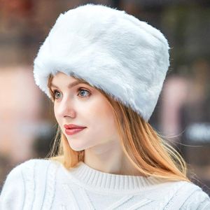 Berets Women Winter Thicken Hats Warm Faux Fur Hat Russian Outdoor Ski Cap Fashion Soft Comfortable Casual Pure Beanies Gift BeretsBerets