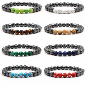 Magnetic Hematite Beaded Bracelet for Men Women Strand Healing Energy Adjustable Stone 8mm Triple Protection Bangle Jewelry