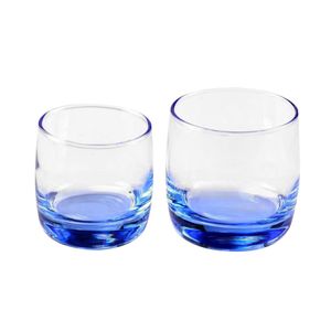 青い昔ながらのウォーターガラスタンブラーショート飲料グラス飲料カップロックウイスキーワインバーウェア用ホテルレストラン用