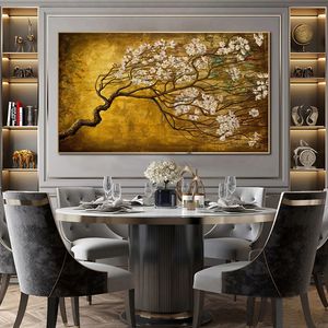 Vintage Tree Canvas pintando pôsteres de flores de ouro retro e impressão de imagens de arte de parede para decoração de casa decoração de casa decoração