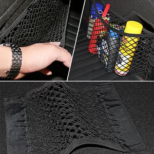 Car Back Rear Trunk Organizer Net storage baskets Mesh Seat Elastic String Magic Sticker Universal Bag Pocket Auto Organizer