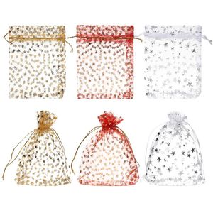 Gift Wrap Fashion Star Organza Bags Trevliga smycken Förpackning Bröllop Julpåsar Väska x12cm Hög kvalitetsjuftning