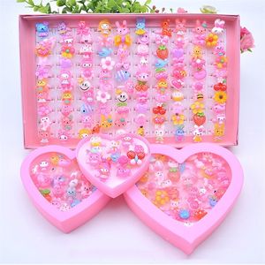 122436pcs Kids Kids Girls Makeup Jewelry Diy Rings Toy Flower Cartoon Jewelry Jewelry Children Rings Rings Decor Girl Gift 220725