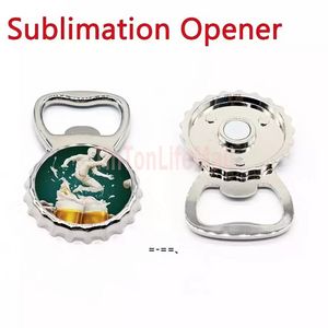 3 Days Delivery 2 in 1 Fridge Magnet Sublimation Blank Metal Opener Silver Color Beer Bottle Corkscrew Outdoor Portable Openers