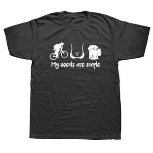 T shirty męskie zabawne moje potrzeby są proste rowerowe koszulki rowerowe mężczyzn z krótkim rękawem bawełniany serca