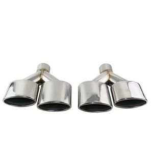 1 Pair Y Model Stainless Steel Exhaust Pipe Car Universal Inlet 54MM Car Accessories Rear Diffuser End Tail Chrome Muffler Tip