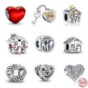 925 Sterling Silver Dangle Charm Exquisite Sterling Pendant Silver House Family Bead Fit Pandora Charms Bracelet DIY Jewelry Accessories
