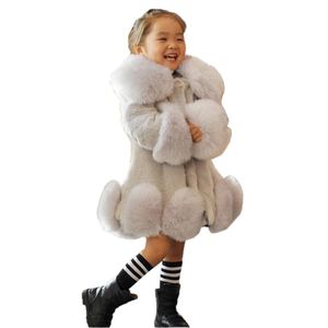 Baby Girls Coat tjock faux pälsjacka för 1-8 år flickor mjuk fest päls småbarn flicka vinterkläder ytterkläder234o