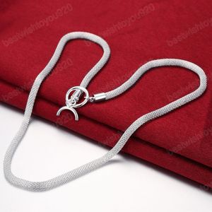 925 Srebrne naszyjniki biżuterii 20 cali proste sieciowe naszyjniki dla kobiet prezenty świąteczne