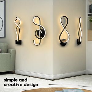 Wall Lamp Nordic Minimalist Creative LED Lamps For Living Room Bedroom Kitchen Acrylic Art Musical Note Decor Lights LustreWall