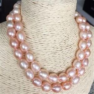 Rosa Südsee Perlenkette großhandel-Doppelstränge mm Südsee Barock rosa Perlenkette inch inch K Gold Clasp338H