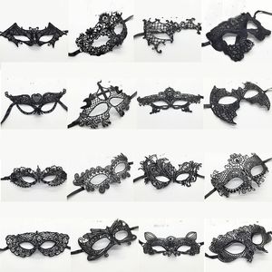 Frauen Schwarze sexy flexible Spitzenmasken Augenmaske für Ball Party Venetian Maskerade Kostüm (Stereotypischer Stil)