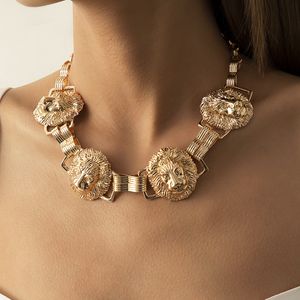 Wholesale lion necklace resale online - Vintage Lion Head Snake Ball Chain Layered Necklace Choker for Women y2k Aesthetic Gold Silver Cuban Link Jewelry Accessories Mom Birthday Gifts for Ladies