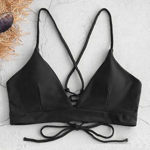 Damenbadebekleidung Sexy Frauen Bandage Push-Up Bikini Tops Gepolsterter BH Badeanzug Beachwear 2022 Solide Sommer Strand Badeanzug Schwimmen Tragen