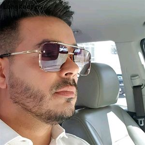 Fashion Cool Men Driving Summer Gradient Brown Okulasy przeciwsłoneczne Vintage Pilot Sun Glasses Punk 220629