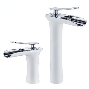 White Chrome Basin Faucets Waterfall Bathroom Faucet Single Handle Hot Cold Water Basin Mixer Tap Bath Sink Water Crane Bathroom