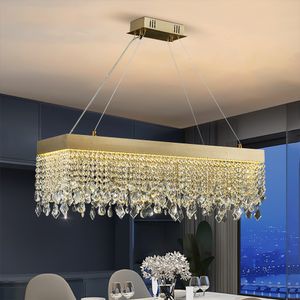 Lampadario di cristallo per soggiorno cucina isola sala da pranzo lampada oro LED apparecchio di illuminazione per la decorazione domestica