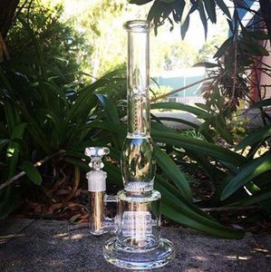 Hot Selling 14 Inches Glass Water Bongs with Tire Style and Honeycomb Bong Glass Diffuser Percolator Glass Pipes