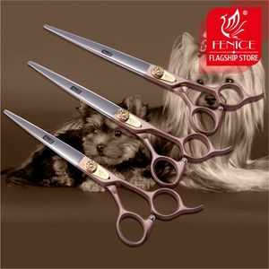 Fenice Japan 440C Rose Gold Professional Brand Dog Scissors 7,0 7,5 8,0 polegadas Corte reta tesouras 220423