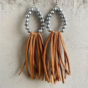Dangle Chandelier Gunmetal Faux Pearl Beads Cluster Teardrop Korea Velvet Tassel Earrings For Women Handmade Boho Jewelry