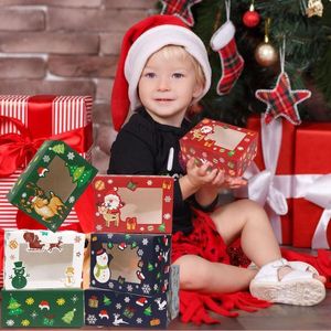 ギフトラップ12pcsクリスマステーマクッキーボックスクラフトペーパーキャンディボックスホームパーティーの子供のためのフードパッケージw6b1gift