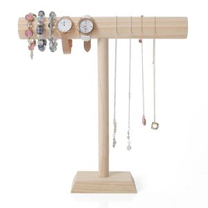 Przenośna drewniana łańcuch bransoletki T -szafka biżuterii stojak na briefę Zegarek Naszyjnik Domowa Organizacja Prezentacja 220617